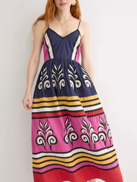 Carolina K Dresses & Skirts - Navy & Pink Printed Spaghetti-Strap Maxi Dress